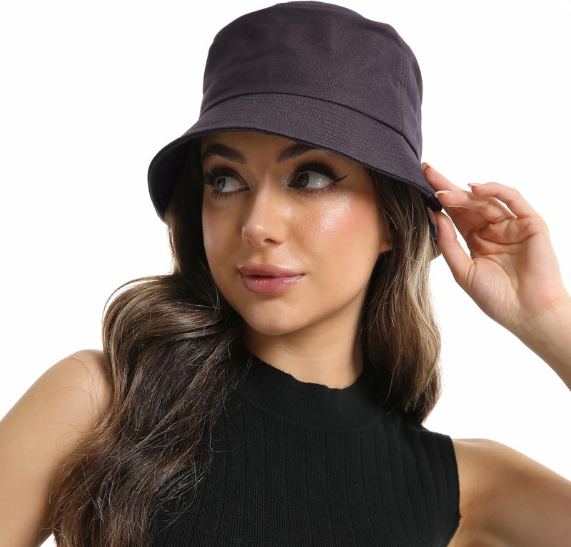 Wheebo Solid Color Bucket Hat for Women Summer Beach Fishmen Hat for Lady Adult Unisex Cotton Cap…… - Image 2
